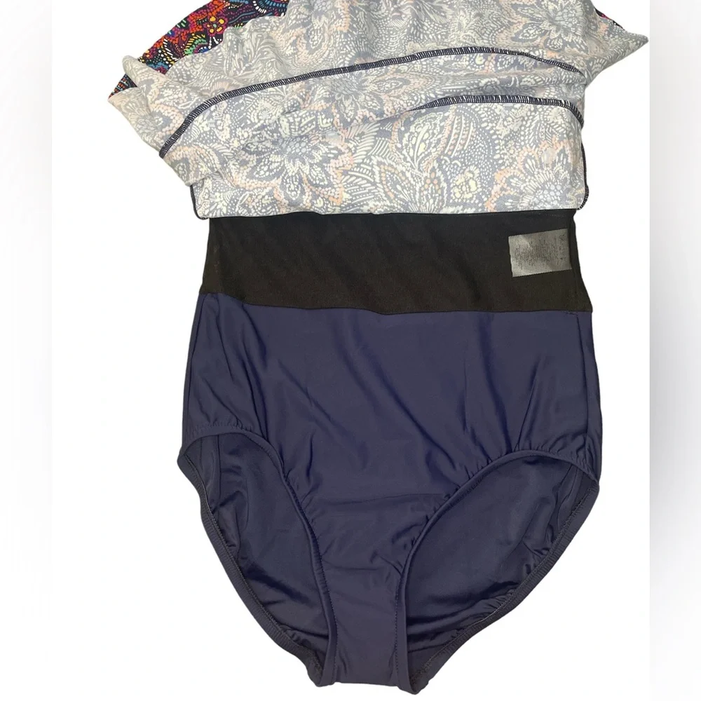 Swim Solutions NAVY MULTI Printed Tummy-Control Tiered One-Piece Swimsuit - Picture 6 of 6